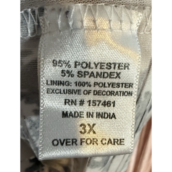 Cathy Woman Top Black, Gray & White 3/4 Sleeve Size 3x, Floral - Picture 7 of 8